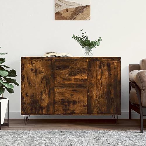 Qnhdfrt Sideboard Kommode Schrank Räuchereiche 104x35x70 cm Holzwerkstoff mit Eisenbeinen - Viel Stauraum für Wohnzimmer Flur Küche Qnhdfrt Sideboard Kommode Schrank Räuchereiche 104x35x70 cm Holzwerkstoff mit Eisenbeinen - Viel Stauraum für Wohnzimmer Flur Küche von Qnhdfrt