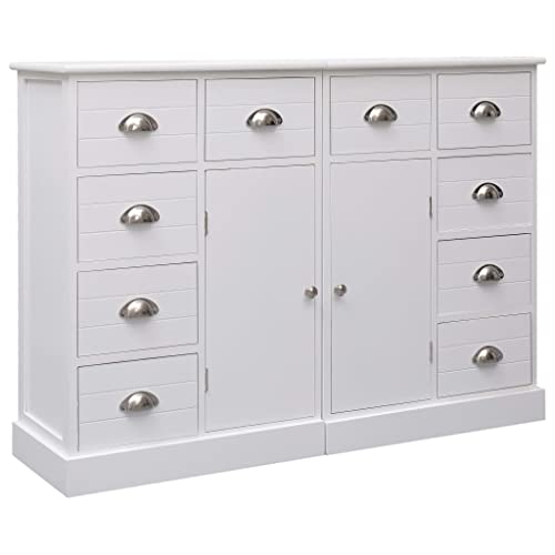 Qnhdfrt Sideboard Kommode Weiß mit 10 Schubladen und 2 Schrankfächern aus Holz Paulownia Pappel MDF 113x30x79 cm Robust Langlebig für Wohnzimmer Flur Küche Qnhdfrt Sideboard Kommode Weiß mit 10 Schubladen und 2 Schrankfächern aus Holz Paulownia Pappel MDF 113x30x79 cm Robust Langlebig für Wohnzimmer Flur Küche von Qnhdfrt