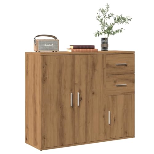 Qnhdfrt Sideboard Küchenschrank Artisan-Eiche 91x29,5x75 cm Holzwerkstoff mit 3 Türen 2 Schubladen für Wohnzimmer Küche Flur Qnhdfrt Sideboard Küchenschrank Artisan-Eiche 91x29,5x75 cm Holzwerkstoff mit 3 Türen 2 Schubladen für Wohnzimmer Küche Flur von Qnhdfrt