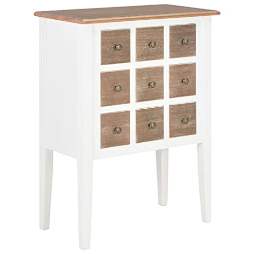 Qnhdfrt Sideboard Landhausstil Massivholz Weiß Braun mit 9 Schubladen 54x30x80 cm Französischer Vintage-Stil für Wohnzimmer Schlafzimmer Flur Qnhdfrt Sideboard Landhausstil Massivholz Weiß Braun mit 9 Schubladen 54x30x80 cm Französischer Vintage-Stil für Wohnzimmer Schlafzimmer Flur von Qnhdfrt