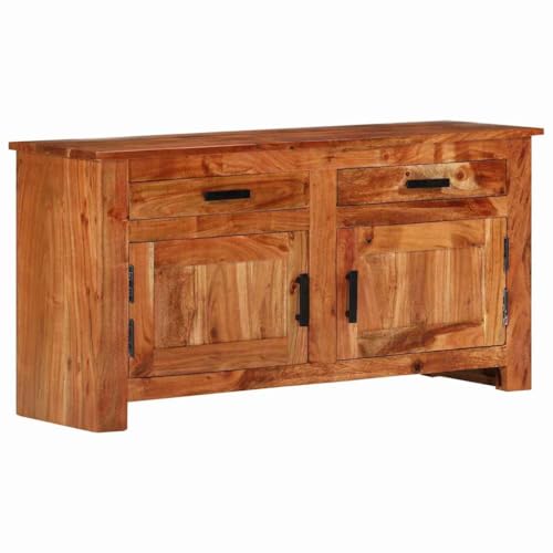 Qnhdfrt Sideboard Massivholz Akazie 100 cm Naturholz Rustikales Design mit 2 Türen & 2 Schubladen Stauraum für Wohnzimmer & Esszimmer Qnhdfrt Sideboard Massivholz Akazie 100 cm Naturholz Rustikales Design mit 2 Türen & 2 Schubladen Stauraum für Wohnzimmer & Esszimmer von Qnhdfrt