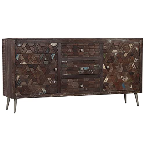 Qnhdfrt Sideboard Massivholz Altholz 160x40x80 cm Industrial Design mit 2 Türen und 3 Schubladen für Wohnzimmer Flur Stauraum Qnhdfrt Sideboard Massivholz Altholz 160x40x80 cm Industrial Design mit 2 Türen und 3 Schubladen für Wohnzimmer Flur Stauraum von Qnhdfrt