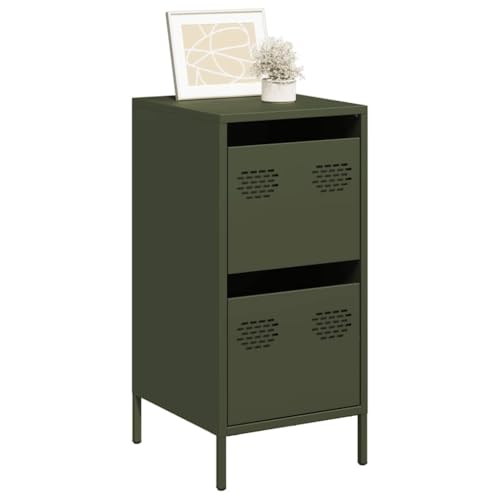 Qnhdfrt Sideboard Olivgrün 35x39x73,5 cm Kaltgewalzter Stahl mit 2 Schubladen für Wohnzimmer Flur Küche von Qnhdfrt