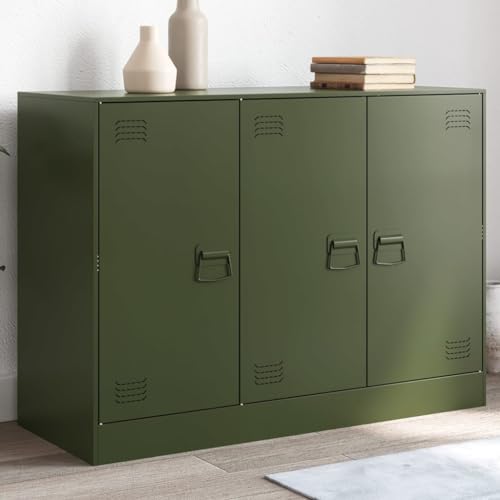 Qnhdfrt Sideboard Olivgrün 99x39x73 cm aus kaltgewalztem Stahl mit 6 Fächern und 3 Türen Robustes Design für Wohnzimmer Küche Flur Qnhdfrt Sideboard Olivgrün 99x39x73 cm aus kaltgewalztem Stahl mit 6 Fächern und 3 Türen Robustes Design für Wohnzimmer Küche Flur von Qnhdfrt