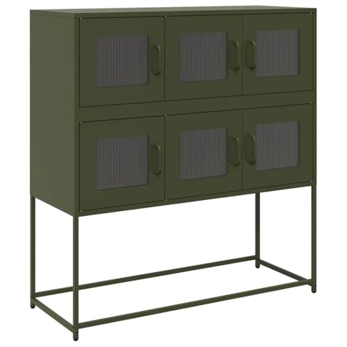 Qnhdfrt Sideboard Olivgrün Kaltgewalzter Stahl 100,5x39x107 cm Breit mit Stauraum Praktische Griffe für Küche Wohnzimmer Flur Büro Qnhdfrt Sideboard Olivgrün Kaltgewalzter Stahl 100,5x39x107 cm Breit mit Stauraum Praktische Griffe für Küche Wohnzimmer Flur Büro von Qnhdfrt