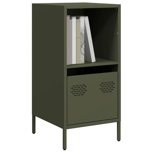 Qnhdfrt Sideboard Olivgrün aus Kaltgewalztem Stahl 35x39x73,5 cm mit Schublade und Fach – Robustes Stabiles Möbel für Wohnzimmer Schlafzimmer Flur Büro von Qnhdfrt