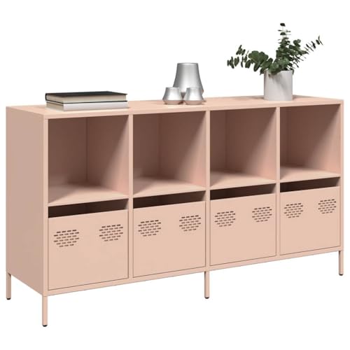 Qnhdfrt Sideboard Rosa 135x39x73,5cm Kaltgewalzter Stahl Kommode mit 4 Schubladen für Wohnzimmer Flur Küche Stauraum Möbel von Qnhdfrt