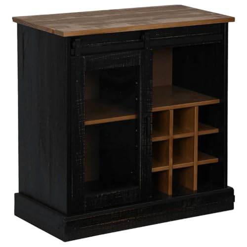 Qnhdfrt Sideboard Schiebetür Massivholz Schwarz 80x40x80 cm Langlebig Stauraum Schrank für Wohnzimmer Küche Flur von Qnhdfrt