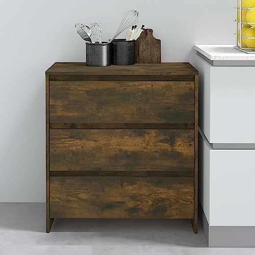 Qnhdfrt Sideboard Schmal Räuchereiche 70x41x75 cm Holzwerkstoff mit 3 Schubladen für Wohnzimmer Flur von Qnhdfrt