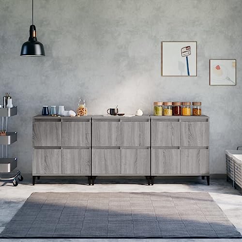 Qnhdfrt Sideboard Schrank 3 Stück Grau Sonoma 60x35x70 cm Holzwerkstoff Metall mit 4 Fächern Zeitloses Design für Wohnzimmer Flur Qnhdfrt Sideboard Schrank 3 Stück Grau Sonoma 60x35x70 cm Holzwerkstoff Metall mit 4 Fächern Zeitloses Design für Wohnzimmer Flur von Qnhdfrt