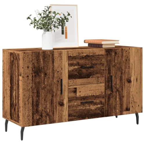 Qnhdfrt Sideboard Schrank Altholz-Optik 100x36x60 cm Holzwerkstoff mit Stauraum Türen und Fächern für Wohnzimmer Flur oder Küche Robust und Langlebig von Qnhdfrt
