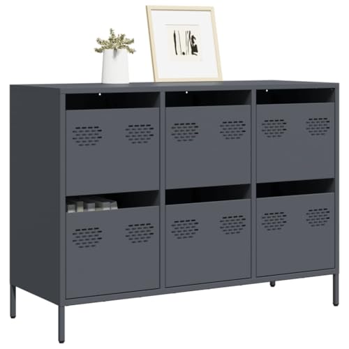 Qnhdfrt Sideboard Schrank Anthrazit Kaltgewalzter Stahl 101,5x39x73,5 cm mit 6 Schubladen Robust für Wohnzimmer Flur und Büro Qnhdfrt Sideboard Schrank Anthrazit Kaltgewalzter Stahl 101,5x39x73,5 cm mit 6 Schubladen Robust für Wohnzimmer Flur und Büro von Qnhdfrt