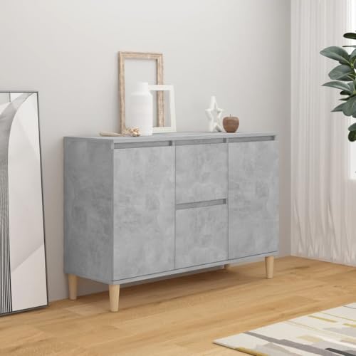 Qnhdfrt Sideboard Schrank Betongrau minimalistisch Design robust Holzwerkstoff 103,5x35x70 cm für Wohnzimmer Flur Küche Aufbewahrung von Qnhdfrt
