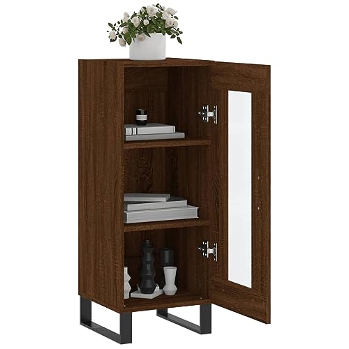 Qnhdfrt Sideboard Schrank Braun Eichen-Optik Schmal 34,5x34x90 cm mit Glas Tür - Großer Stauraum für Wohnzimmer Küche Flur Qnhdfrt Sideboard Schrank Braun Eichen-Optik Schmal 34,5x34x90 cm mit Glas Tür - Großer Stauraum für Wohnzimmer Küche Flur von Qnhdfrt