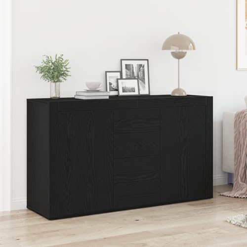 Qnhdfrt Sideboard Schrank Buffetschrank Schwarz Eiche Matt 120x36x69cm mit 4 Schubladen 2 Türen Moderner Stauraum Möbel für Esszimmer Wohnzimmer Flur Qnhdfrt Sideboard Schrank Buffetschrank Schwarz Eiche Matt 120x36x69cm mit 4 Schubladen 2 Türen Moderner Stauraum Möbel für Esszimmer Wohnzimmer Flur von Qnhdfrt