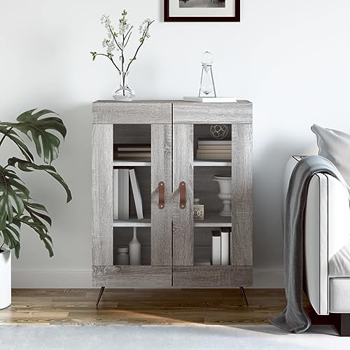 Qnhdfrt Sideboard Schrank Grau Sonoma 69,5x34x90 cm mit Glas-Türen und Metallfüßen - Klassisches Design für Wohnzimmer Flur Esszimmer mit großem Stauraum Qnhdfrt Sideboard Schrank Grau Sonoma 69,5x34x90 cm mit Glas-Türen und Metallfüßen - Klassisches Design für Wohnzimmer Flur Esszimmer mit großem Stauraum von Qnhdfrt