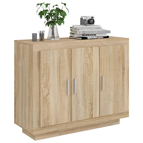 Qnhdfrt Sideboard Schrank Holzwerkstoff Sonoma-Eiche 92x35x75 cm Landhausstil Sideboard mit Aufbewahrung für Wohnzimmer Flur Esszimmer Qnhdfrt Sideboard Schrank Holzwerkstoff Sonoma-Eiche 92x35x75 cm Landhausstil Sideboard mit Aufbewahrung für Wohnzimmer Flur Esszimmer von Qnhdfrt