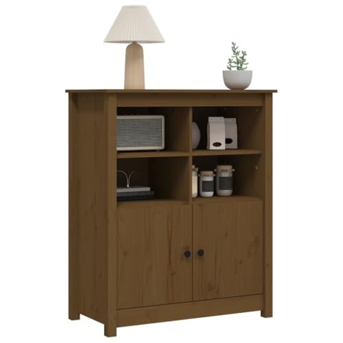 Qnhdfrt Sideboard Schrank Honigbraun 83x41.5x100 cm Massivholz Kiefer Möbel mit 6 Fächern Rustikales Landhausstil Design für Wohnzimmer Küche Flur von Qnhdfrt