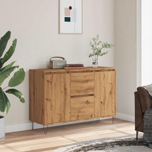 Qnhdfrt Sideboard Schrank Möbel Artisan-Eiche Holzwerkstoff 104x35x70 cm Breit Mit Eisenbeinen Für Wohnzimmer Küche Flur Zeitloses Design Robust von Qnhdfrt