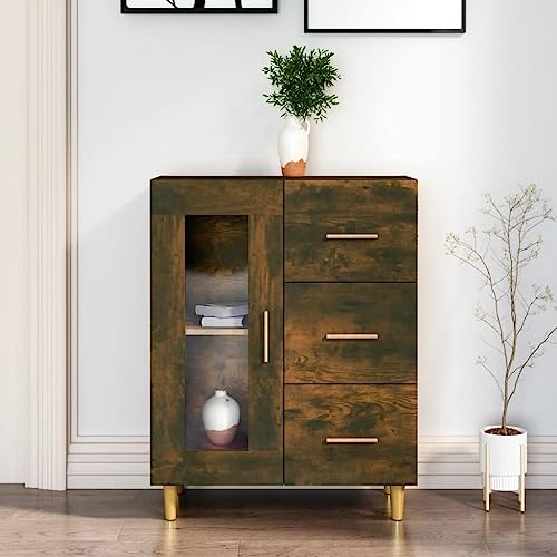Qnhdfrt Sideboard Schrank Räuchereiche 69,5x34x90 cm Holzwerkstoff Glas mit Glastür 3 Schubladen Stabile Oberfläche für Wohnzimmer Küche Flur Beistellschrank Qnhdfrt Sideboard Schrank Räuchereiche 69,5x34x90 cm Holzwerkstoff Glas mit Glastür 3 Schubladen Stabile Oberfläche für Wohnzimmer Küche Flur Beistellschrank von Qnhdfrt