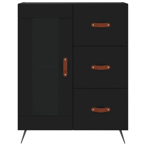Qnhdfrt Sideboard Schrank Schwarz 69,5x34x90 cm mit Schubladen und Glastür für Wohnzimmer Küche Flur Stauraum Möbel von Qnhdfrt