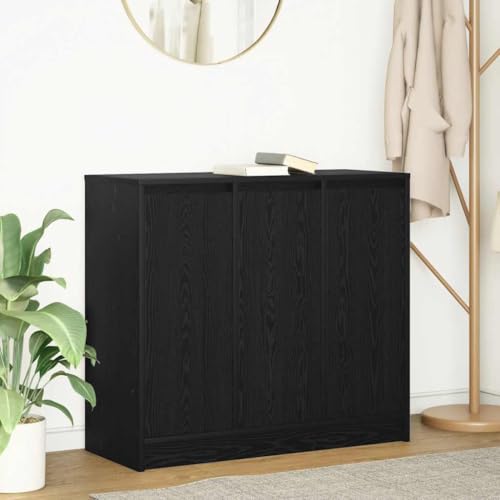 Qnhdfrt Sideboard Schrank Schwarz Eichen-Optik 85x34x76 cm Holzwerkstoff mit 3 Türen und 3 Ablagen Großzügiger Stauraum Robust für Küche Wohnzimmer Flur Büro von Qnhdfrt