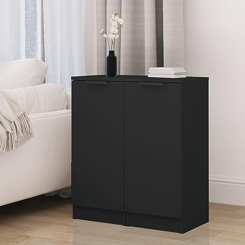 Qnhdfrt Sideboard Schrank Schwarz Holzwerkstoff 30x30x70 cm 2 Stück mit zeitlosem Design und großem Stauraum für Wohnzimmer Flur von Qnhdfrt