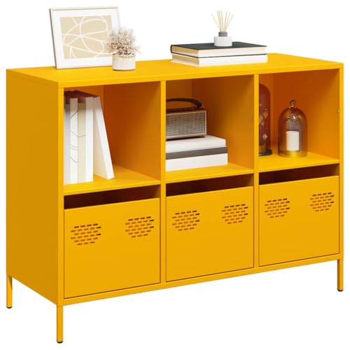 Qnhdfrt Sideboard Schrank Senfgelb 101,5x39x73,5 cm aus Kaltgewalztem Stahl mit Schubladen und Fächern Robustes Stauraum Möbel für Wohnzimmer Küche Flur Qnhdfrt Sideboard Schrank Senfgelb 101,5x39x73,5 cm aus Kaltgewalztem Stahl mit Schubladen und Fächern Robustes Stauraum Möbel für Wohnzimmer Küche Flur von Qnhdfrt