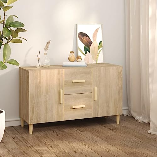 Qnhdfrt Sideboard Schrank Sonoma-Eiche 100x36x60cm Holzwerkstoff mit 2 Türen 2 Schubladen Stauraum für Wohnzimmer Flur Küche Klassisches Design Qnhdfrt Sideboard Schrank Sonoma-Eiche 100x36x60cm Holzwerkstoff mit 2 Türen 2 Schubladen Stauraum für Wohnzimmer Flur Küche Klassisches Design von Qnhdfrt