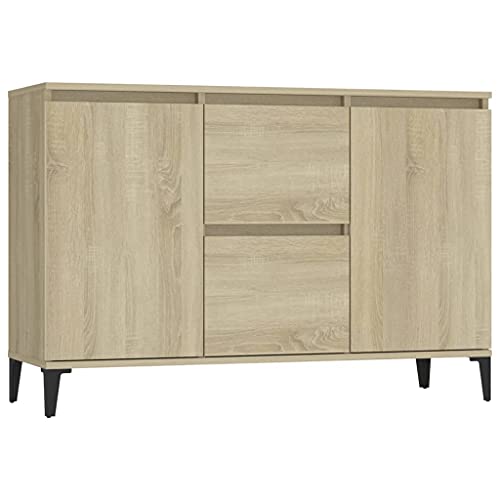 Qnhdfrt Sideboard Schrank Sonoma-Eiche 104x35x70 cm Holzwerkstoff Metallbeine Industrial Landhausstil für Wohnzimmer Küche Flur von Qnhdfrt