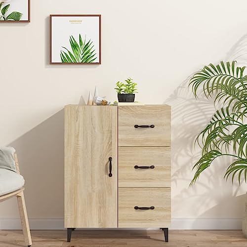 Qnhdfrt Sideboard Schrank Sonoma-Eiche 69,5cm Breit Holzwerkstoff Landhausstil mit Schubladen und Tür – Stauraum Möbel für Wohnzimmer oder Flur Qnhdfrt Sideboard Schrank Sonoma-Eiche 69,5cm Breit Holzwerkstoff Landhausstil mit Schubladen und Tür – Stauraum Möbel für Wohnzimmer oder Flur von Qnhdfrt