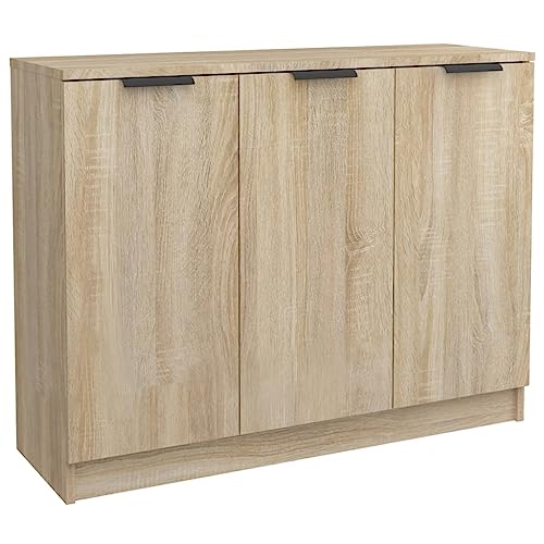 Qnhdfrt Sideboard Schrank Sonoma-Eiche Holzwerkstoff 90,5 cm Breit Moderner Beistellschrank mit 3 Türen und Stauraum für Wohnzimmer Küche Flur Qnhdfrt Sideboard Schrank Sonoma-Eiche Holzwerkstoff 90,5 cm Breit Moderner Beistellschrank mit 3 Türen und Stauraum für Wohnzimmer Küche Flur von Qnhdfrt
