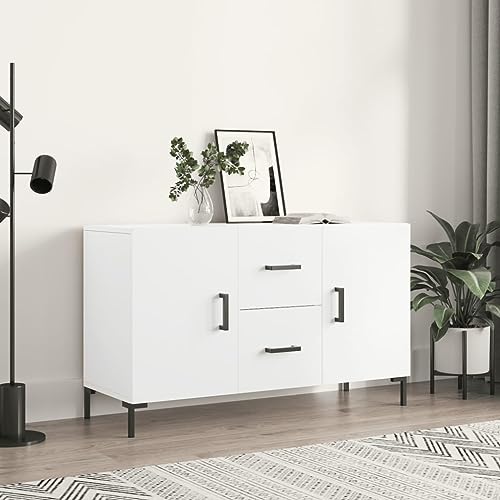 Qnhdfrt Sideboard Schrank Weiß 100x36x60 cm Modernes Design mit Metallbeinen und Viel Stauraum für Wohnzimmer Küche Flur von Qnhdfrt