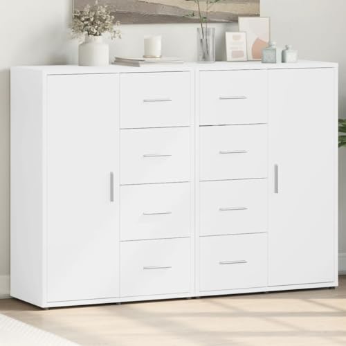 Qnhdfrt Sideboard Schrank Weiß 60x31x84 cm 2er Set Holzwerkstoff Modernes Design für Wohnzimmer Küche Flur von Qnhdfrt