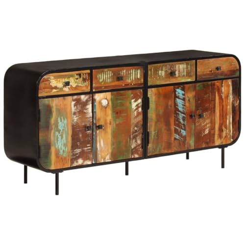 Qnhdfrt Sideboard Schrank aus Altholz Massiv und Metall 140 cm Breit für Wohnzimmer Flur Langlebiges Design mit Stauraum Qnhdfrt Sideboard Schrank aus Altholz Massiv und Metall 140 cm Breit für Wohnzimmer Flur Langlebiges Design mit Stauraum von Qnhdfrt