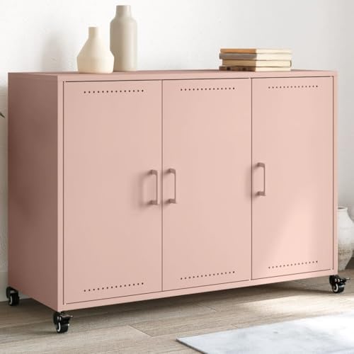 Qnhdfrt Sideboard Schrank aus Kaltgewalztem Stahl Rosa 100,5x39x72 cm mit 3 Türen und Rollen Modernes Design für Wohnzimmer Flur Küche Qnhdfrt Sideboard Schrank aus Kaltgewalztem Stahl Rosa 100,5x39x72 cm mit 3 Türen und Rollen Modernes Design für Wohnzimmer Flur Küche von Qnhdfrt