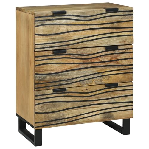 Qnhdfrt Sideboard Schrank aus Massivholz Mango Braun 60x33,5x75 cm mit Wellenmuster und DREI Schubladen Modernes Design für Wohnzimmer Schlafzimmer Flur Qnhdfrt Sideboard Schrank aus Massivholz Mango Braun 60x33,5x75 cm mit Wellenmuster und DREI Schubladen Modernes Design für Wohnzimmer Schlafzimmer Flur von Qnhdfrt