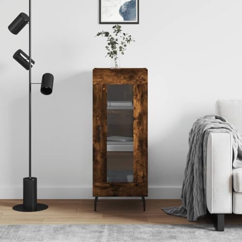 Qnhdfrt Sideboard Schrank in Räuchereiche 34,5x34x90 cm aus Holzwerkstoff mit Glas Tür Klassisches Design Viel Stauraum für Wohnzimmer Küche Flur Qnhdfrt Sideboard Schrank in Räuchereiche 34,5x34x90 cm aus Holzwerkstoff mit Glas Tür Klassisches Design Viel Stauraum für Wohnzimmer Küche Flur von Qnhdfrt