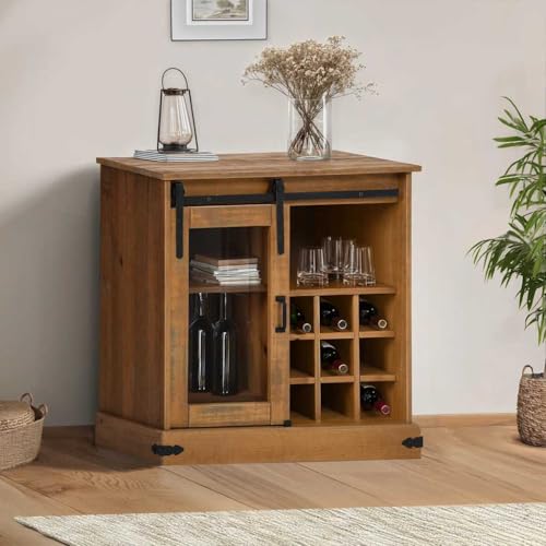Qnhdfrt Sideboard Schrank mit Schiebetür Massivholz Kiefer 80x40x80 cm Landhausstil Stauraum für Wohnzimmer Flur Schlafzimmer Qnhdfrt Sideboard Schrank mit Schiebetür Massivholz Kiefer 80x40x80 cm Landhausstil Stauraum für Wohnzimmer Flur Schlafzimmer von Qnhdfrt