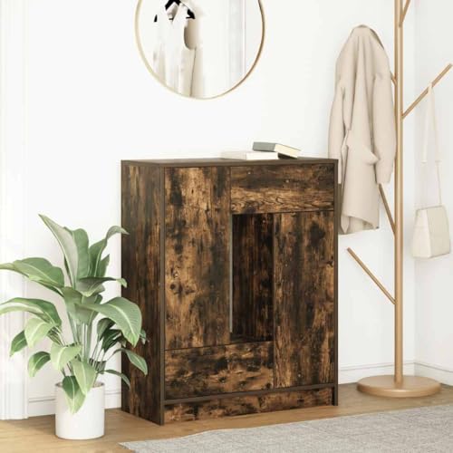 Qnhdfrt Sideboard Schrank mit Schubladen und Türen Räuchereiche 73x31x90 cm Robustes Landhausstil Design Vielseitig für Küche Wohnzimmer Flur Qnhdfrt Sideboard Schrank mit Schubladen und Türen Räuchereiche 73x31x90 cm Robustes Landhausstil Design Vielseitig für Küche Wohnzimmer Flur von Qnhdfrt