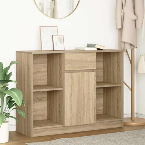 Qnhdfrt Sideboard Schublade Sonoma-Eiche 101x35x76cm Holzwerkstoff Aufbewahrungsschrank für Wohnzimmer Flur Esszimmer mit 2 Einlegeböden Qnhdfrt Sideboard Schublade Sonoma-Eiche 101x35x76cm Holzwerkstoff Aufbewahrungsschrank für Wohnzimmer Flur Esszimmer mit 2 Einlegeböden von Qnhdfrt