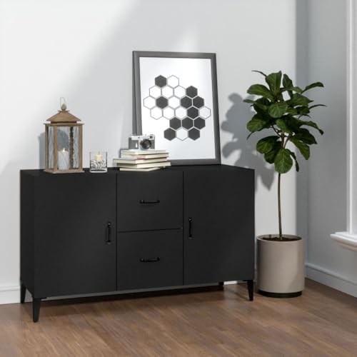 Qnhdfrt Sideboard Schwarz 100x36x60 cm Holzwerkstoff mit 2 Türen und 2 Schubladen Stilvolles Wohnzimmer Flur Möbel für Aufbewahrung Qnhdfrt Sideboard Schwarz 100x36x60 cm Holzwerkstoff mit 2 Türen und 2 Schubladen Stilvolles Wohnzimmer Flur Möbel für Aufbewahrung von Qnhdfrt