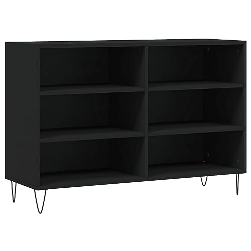 Qnhdfrt Sideboard Schwarz 103,5x35x70 cm Holzwerkstoff mit Eisenbeinen - Langlebiges Möbelstück für Wohnzimmer, Küche oder Flur von Qnhdfrt