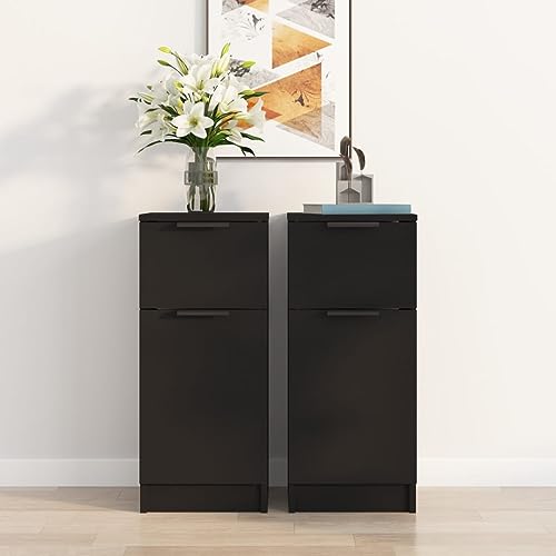 Qnhdfrt Sideboard Schwarz 2 STK. Holzwerkstoff 30x30x70 cm Minimalistisch mit 2 Fächern und Schublade Stauraum für Wohnzimmer Schlafzimmer Flur Büro Qnhdfrt Sideboard Schwarz 2 STK. Holzwerkstoff 30x30x70 cm Minimalistisch mit 2 Fächern und Schublade Stauraum für Wohnzimmer Schlafzimmer Flur Büro von Qnhdfrt