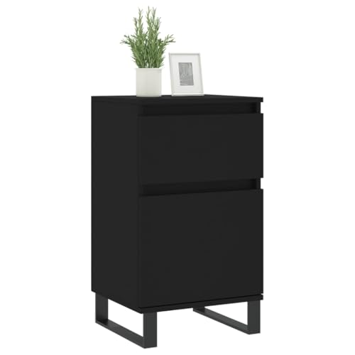 Qnhdfrt Sideboard Schwarz 2er Set Holzwerkstoff mit Eisenbeinen 40x35x70 cm Stauraum Möbel für Wohnzimmer Flur Küche Zeitloser Look von Qnhdfrt