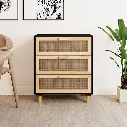Qnhdfrt Sideboard Schwarz 60x30x70cm Massivholz Kiefer mit Natur Rattan Schubladen Stabiles Möbel für Wohnzimmer Flur und Küche Qnhdfrt Sideboard Schwarz 60x30x70cm Massivholz Kiefer mit Natur Rattan Schubladen Stabiles Möbel für Wohnzimmer Flur und Küche von Qnhdfrt