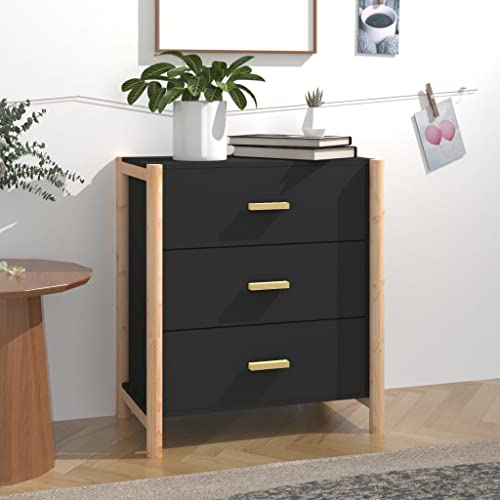 Qnhdfrt Sideboard Schwarz 62x38x70 cm Holzwerkstoff Mit Massivholzbeinen Stabiles Lowboard Für Wohnzimmer Küche Flur von Qnhdfrt