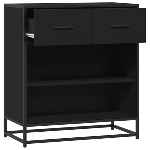 Qnhdfrt Sideboard Schwarz 68x35x76 cm Industrial Design mit Metallgestell & großem Stauraum für Wohnzimmer, Flur, Küche, Büro von Qnhdfrt