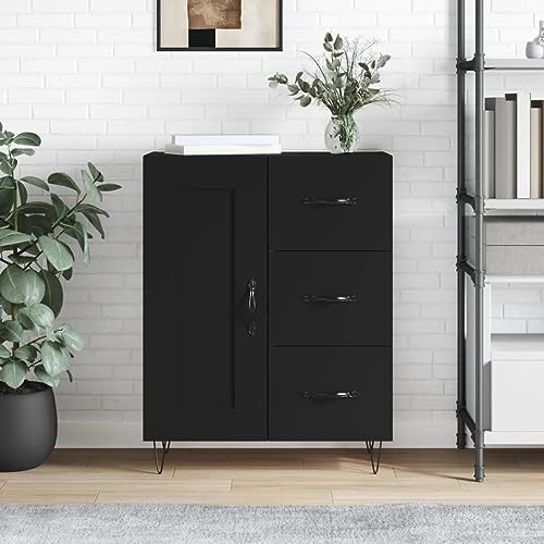 Qnhdfrt Sideboard Schwarz 69,5x34x90 cm Holzwerkstoff Modernes Design Stauraum für Wohnzimmer Küche Flur von Qnhdfrt