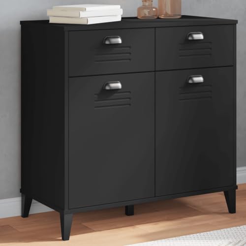 Qnhdfrt Sideboard Schwarz 80x40x80 cm Industrielles Design Holzwerkstoff Schrank mit 2 Schubladen 2 Türen für Wohnzimmer Flur Küche oder Büro Qnhdfrt Sideboard Schwarz 80x40x80 cm Industrielles Design Holzwerkstoff Schrank mit 2 Schubladen 2 Türen für Wohnzimmer Flur Küche oder Büro von Qnhdfrt